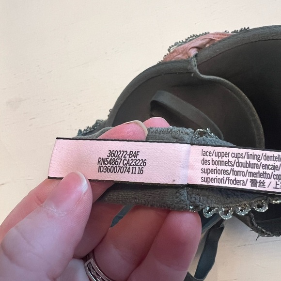 Victorias Secret Bra Womens Dream Angels Push Up Green Lace Size 32D Underwire - Picture 3 of 4